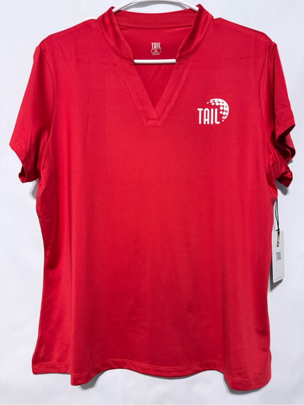 NWT TAIL Activewear Atha Red Velvet Golf Top | Mini Mock Neck UPF 50+ XL